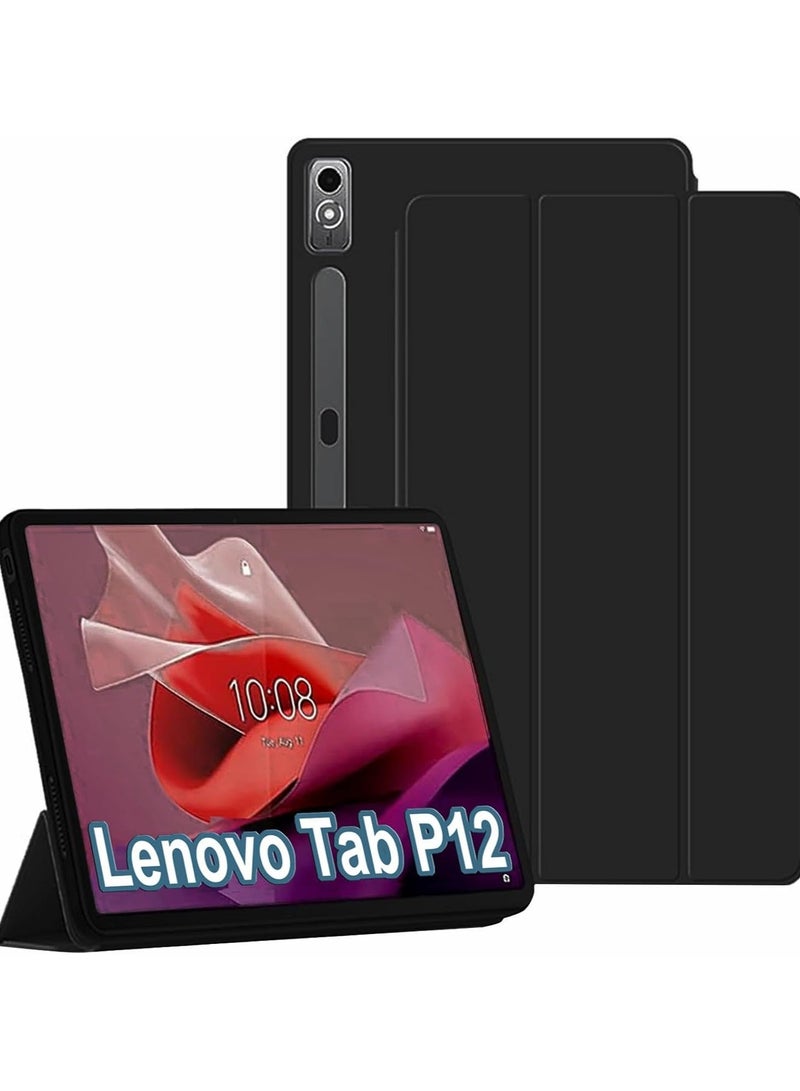 جراب واقي عمودي خفيف الوزن ورفيع للغاية لجهاز Lenovo Tab P12 5G مقاس 12.7 بوصة (2023)، جراب واقي من مادة PC+PU لجهاز Tab P12 - Image 1